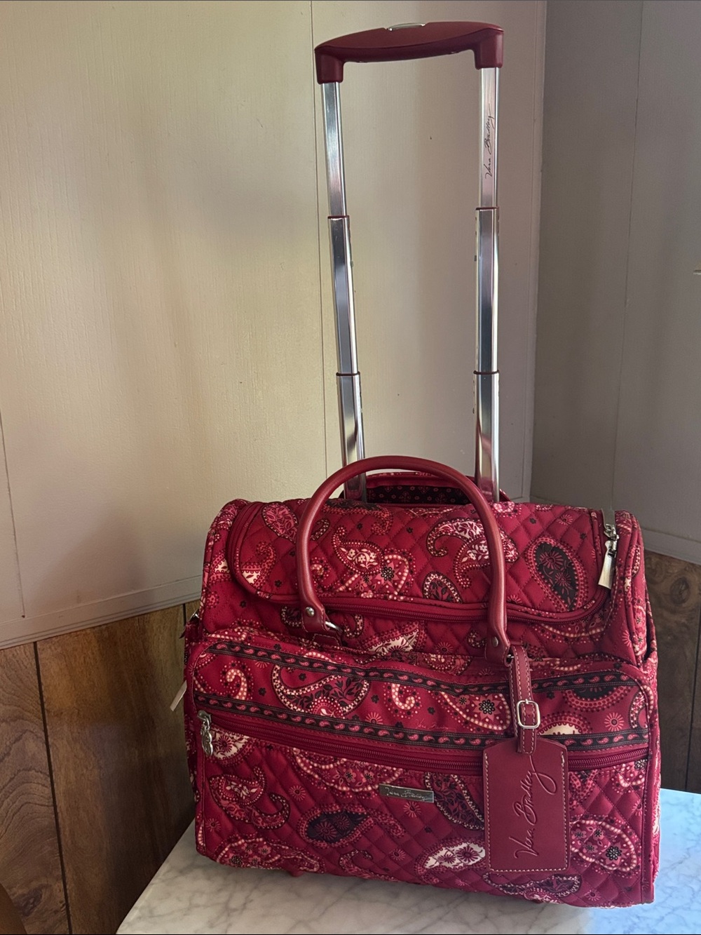 Vera Bradley Rolling Travel Tote Bag - Red Paisley